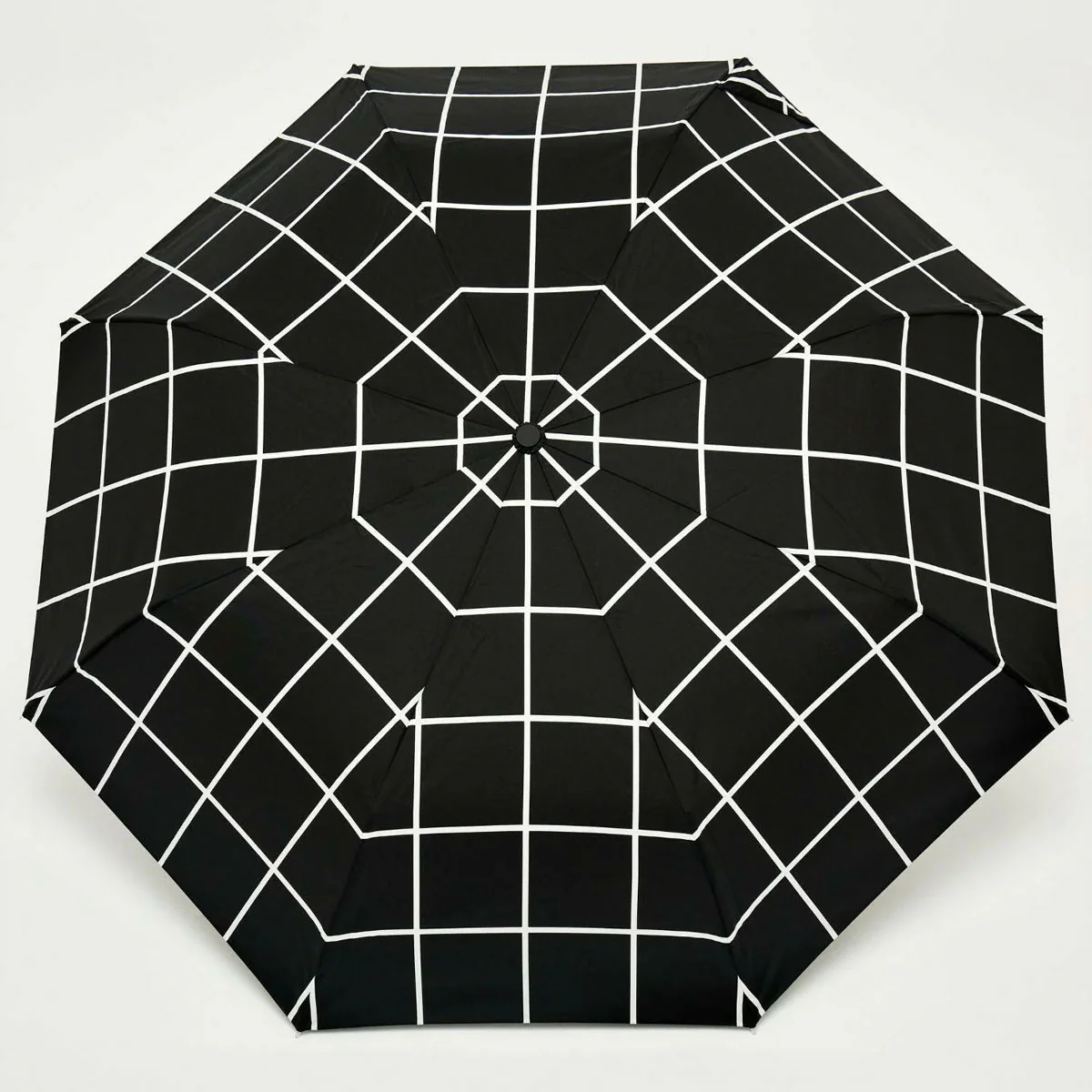 .Black Grid Compact Duck Umbrella - Image 4